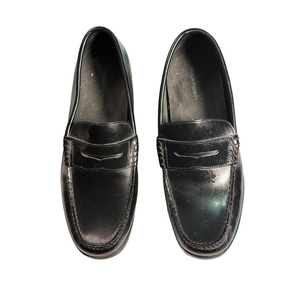 Rockport Classic Men's Size 11.5 Black Leather Penny Loafer Shoes EUC